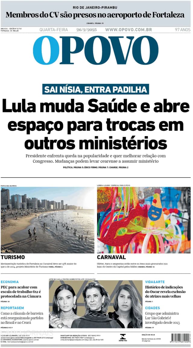 Capa jornal O Povo 2025-02-26