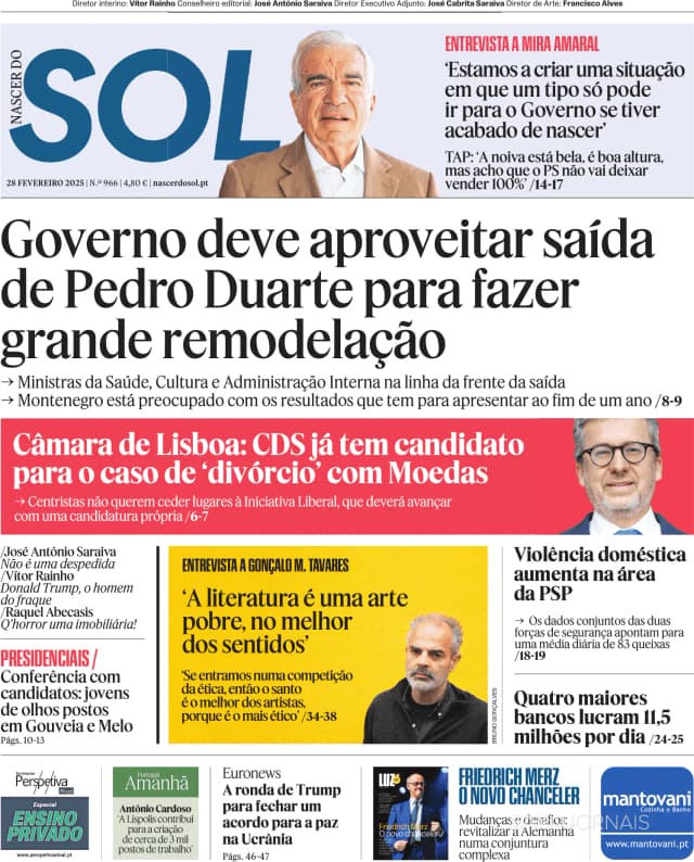 Capa jornal Nascer do SOL 2025-02-28