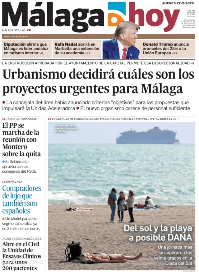 Capa jornal Málaga Hoy 2025-02-27