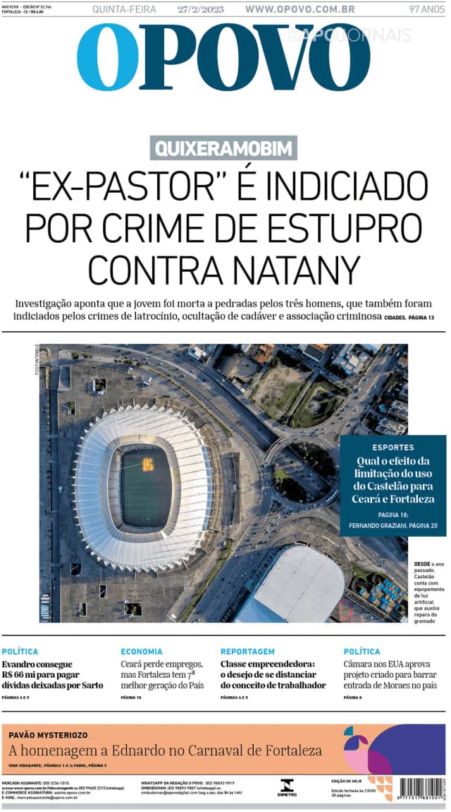 Capa jornal O Povo 2025-02-27