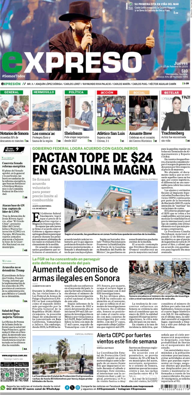 Capa jornal Expreso 2025-02-27