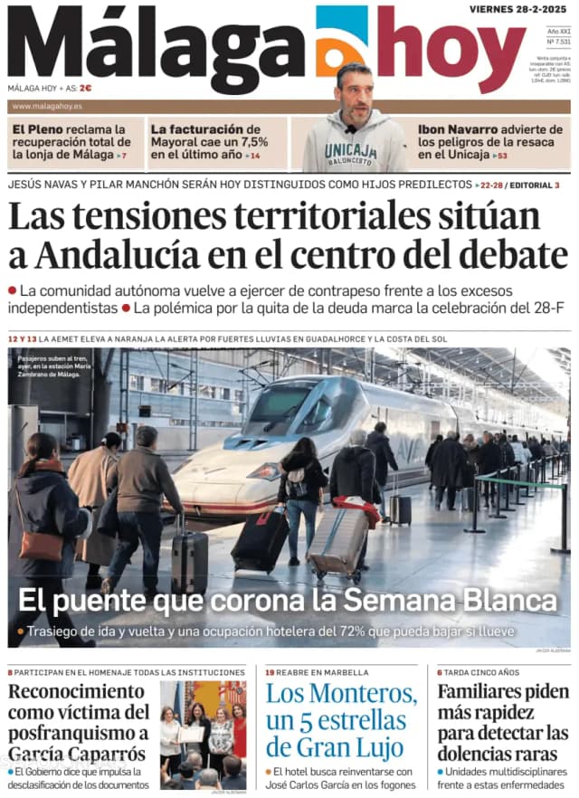 Capa jornal Málaga Hoy 2025-02-28