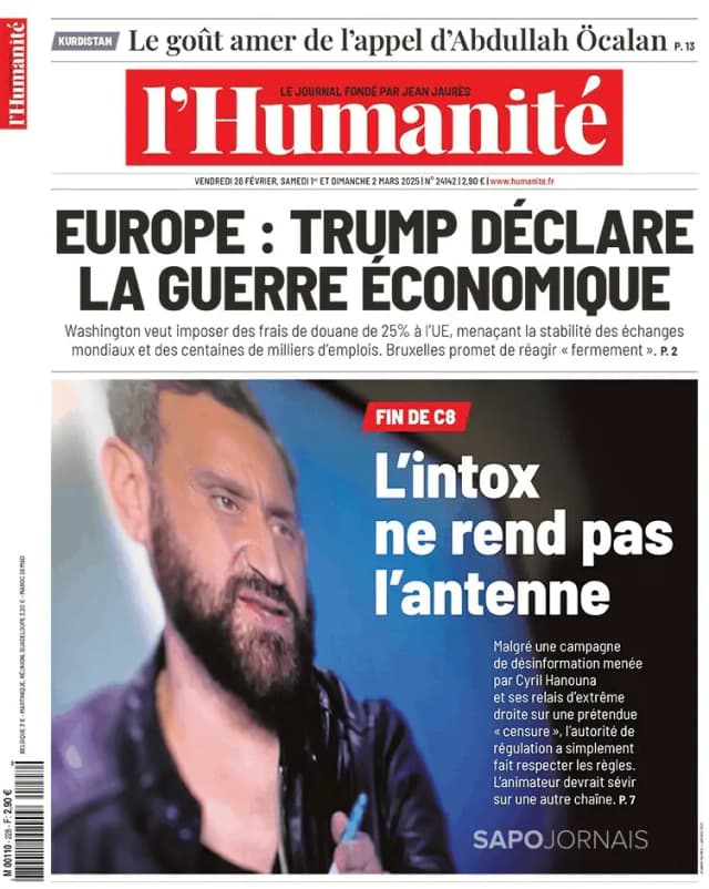 Capa jornal L'Humanité 2025-02-28