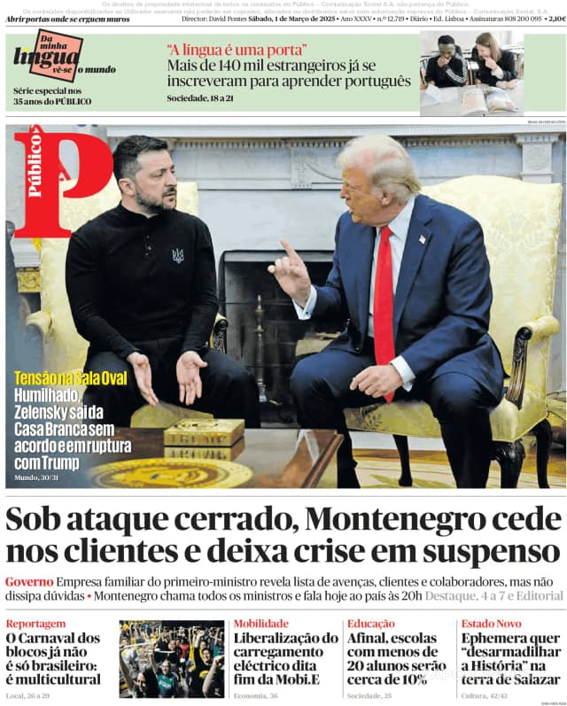 Capa jornal Público 2025-03-01