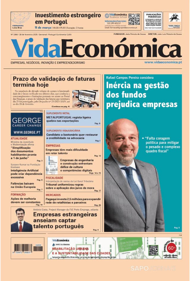 Capa jornal Vida Económica 2025-02-28