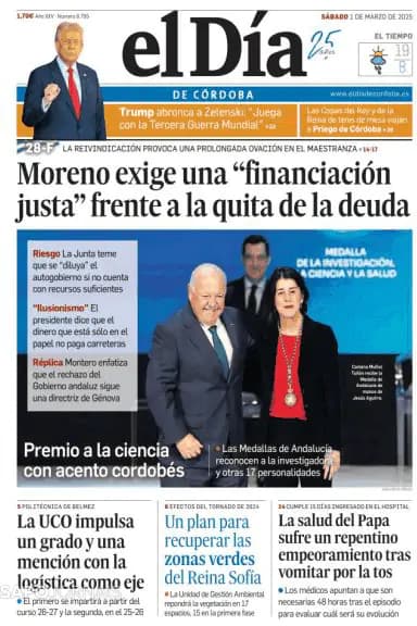 Capa jornal El Día de Córdoba 2025-03-01