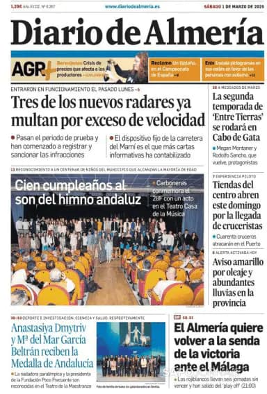 Capa jornal Diario de Almería 2025-03-01