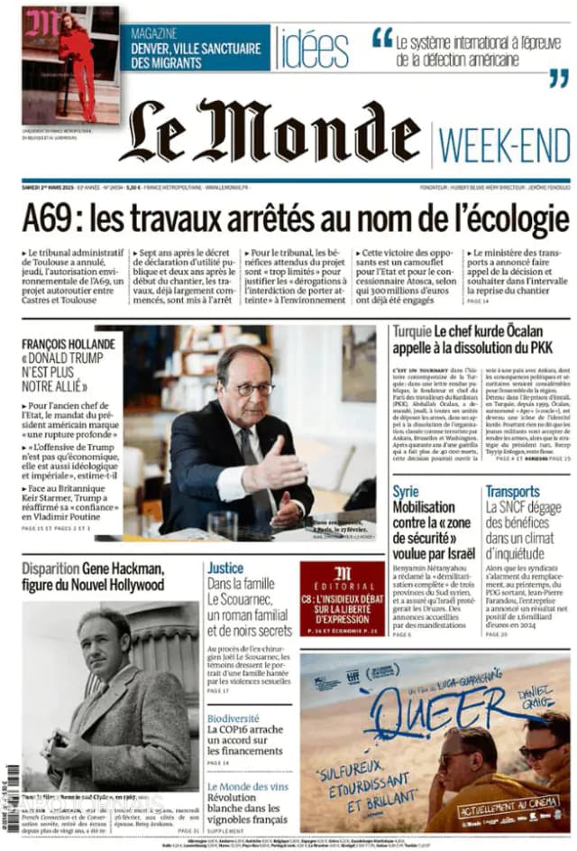 Capa jornal Le Monde 2025-03-01