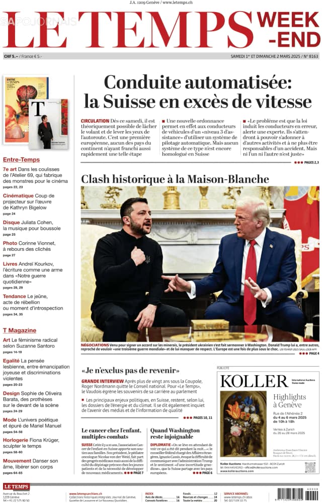 Capa jornal Le Temps 2025-03-01