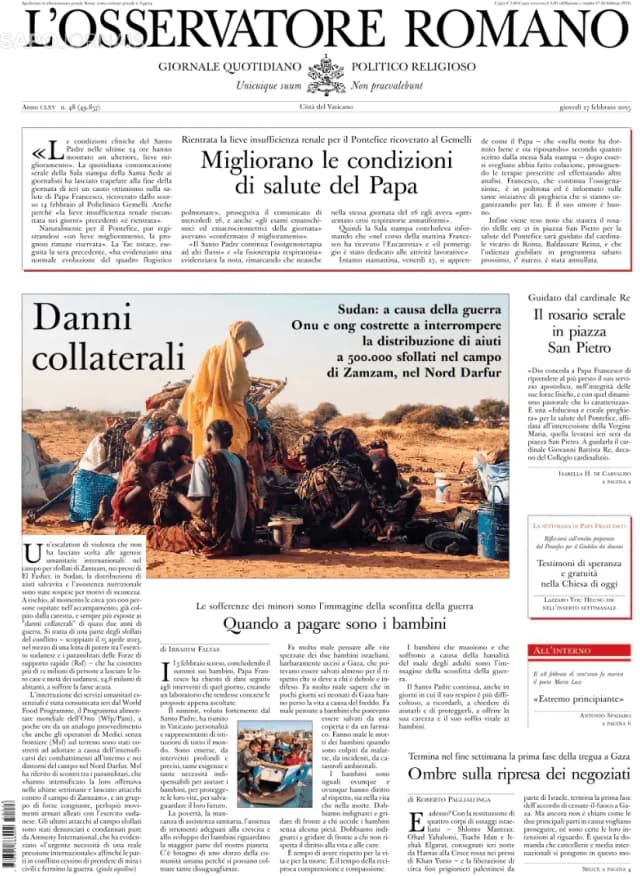 Capa jornal L'Osservatore Romano 2025-02-28