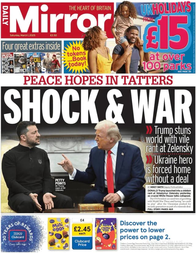 Capa jornal Daily Mirror 2025-03-01