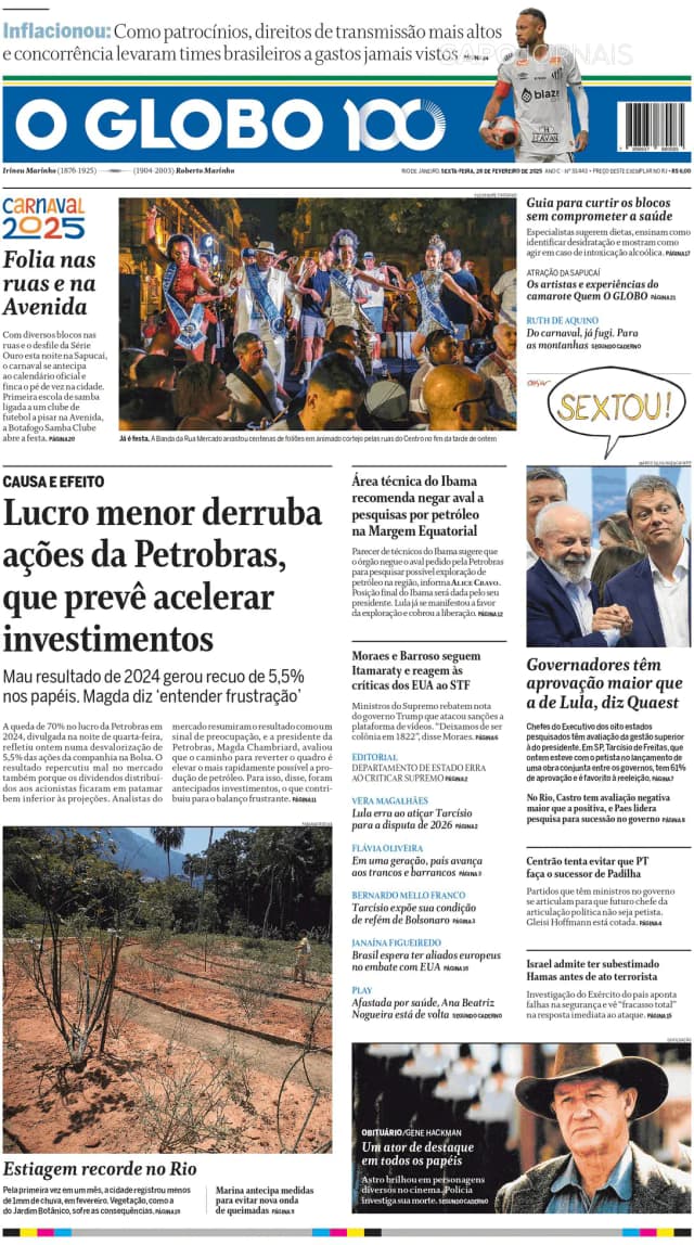 Capa jornal O Globo 2025-02-28