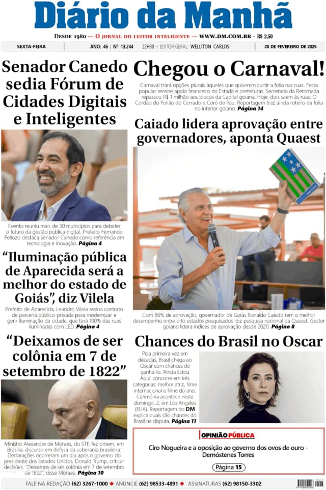 Capa jornal Diário da Manhã 2025-03-01