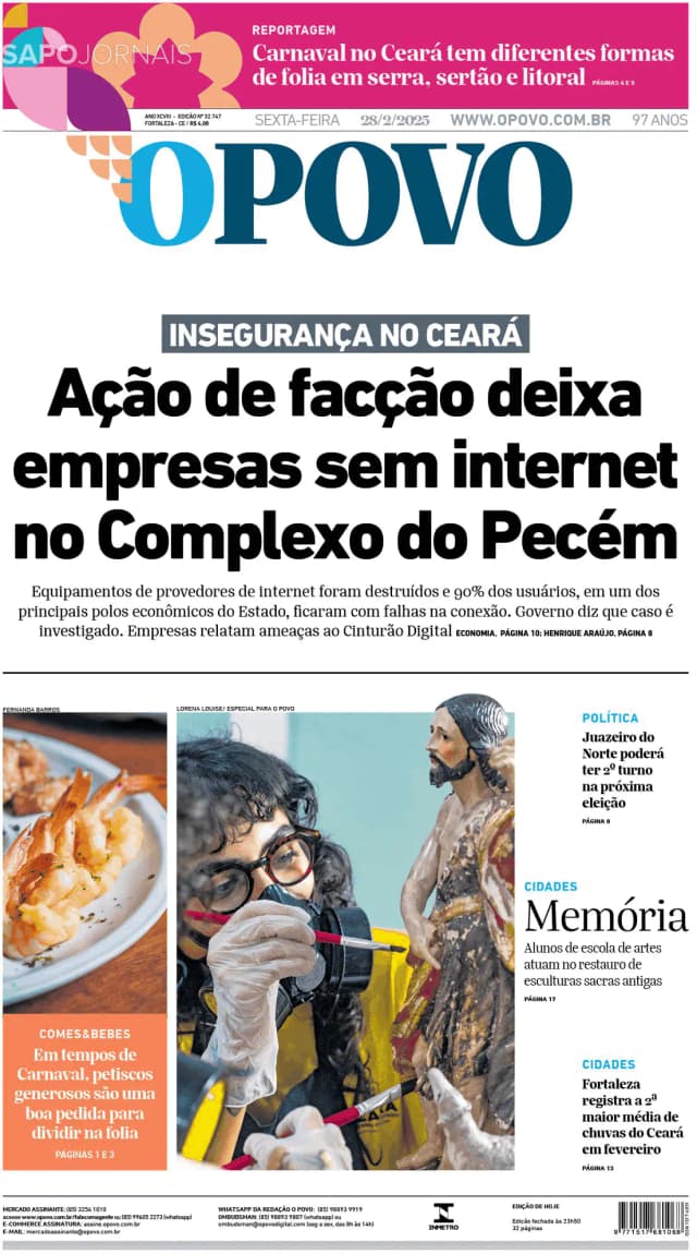 Capa jornal O Povo 2025-02-28