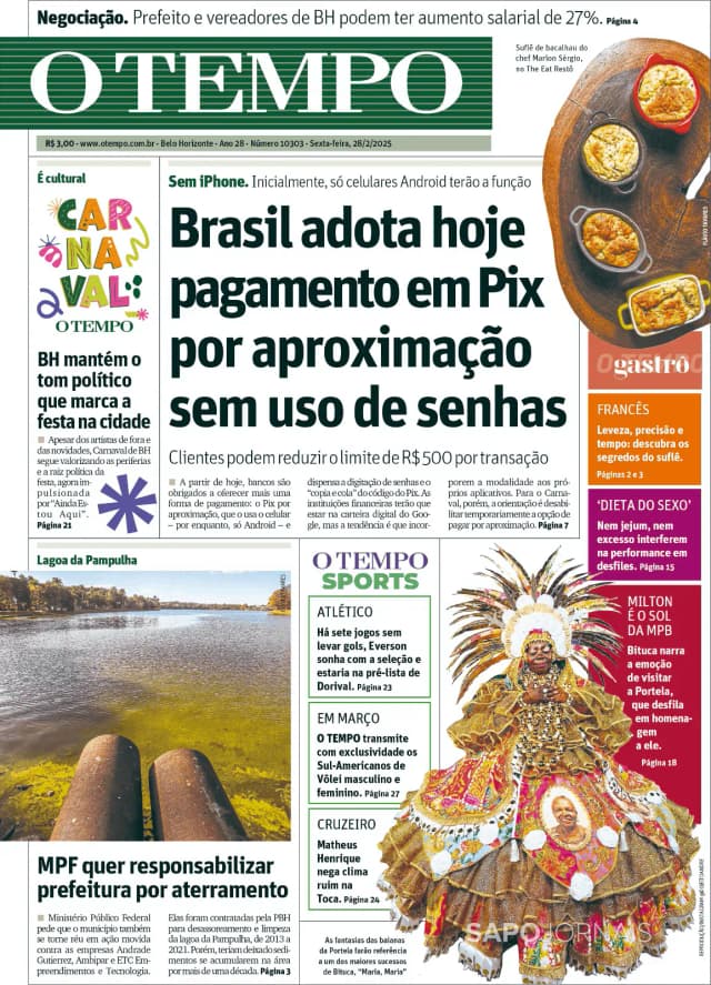 Capa jornal O Tempo 2025-02-28