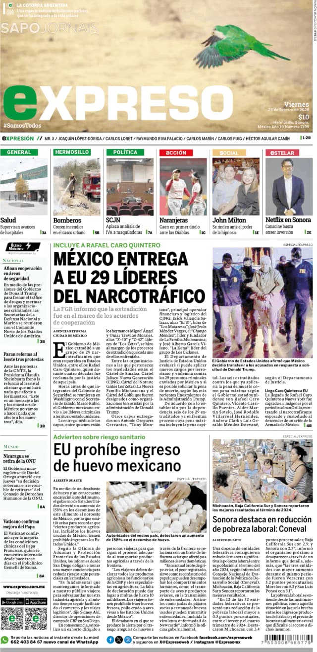 Capa jornal Expreso 2025-02-28