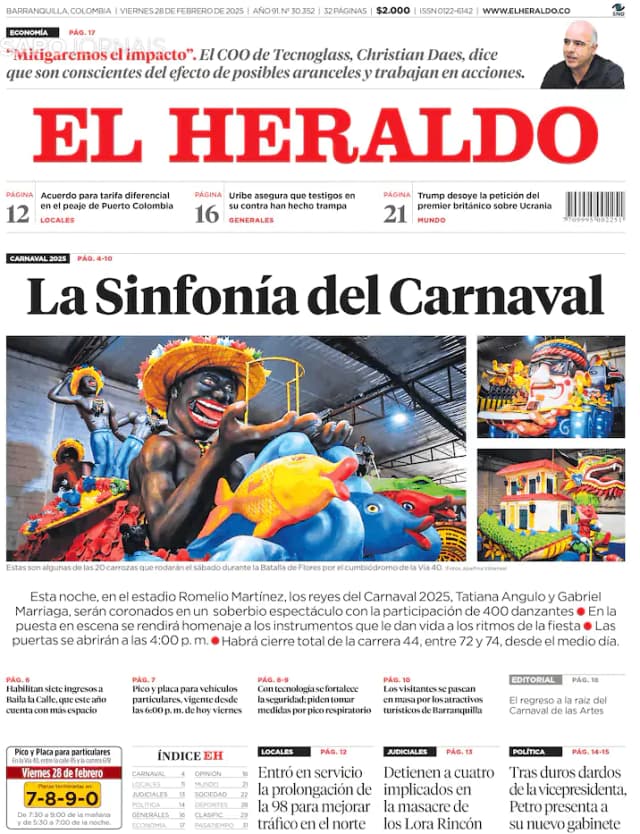 Capa jornal El Heraldo 2025-02-28