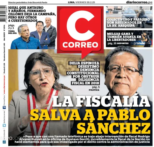 Capa jornal Diario Correo 2025-02-28