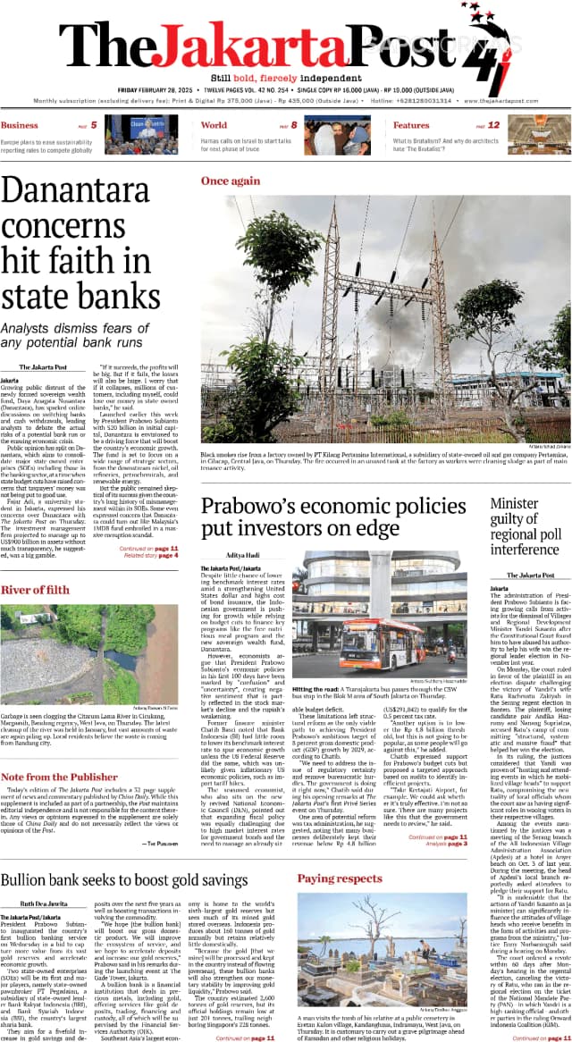 Capa jornal The Jakarta Post 2025-02-28