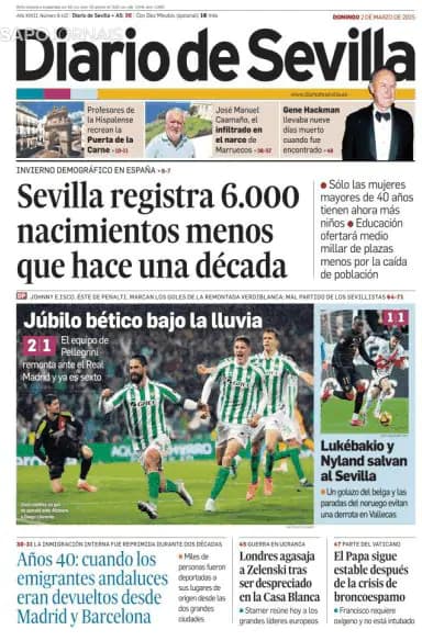 Capa jornal Diario de Sevilla 2025-03-02