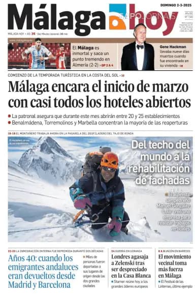 Capa jornal Málaga Hoy 2025-03-02