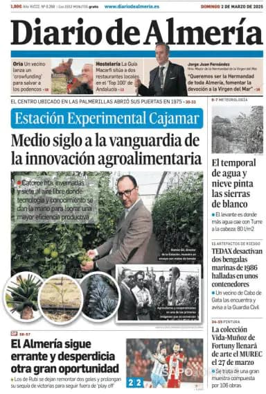 Capa jornal Diario de Almería 2025-03-02