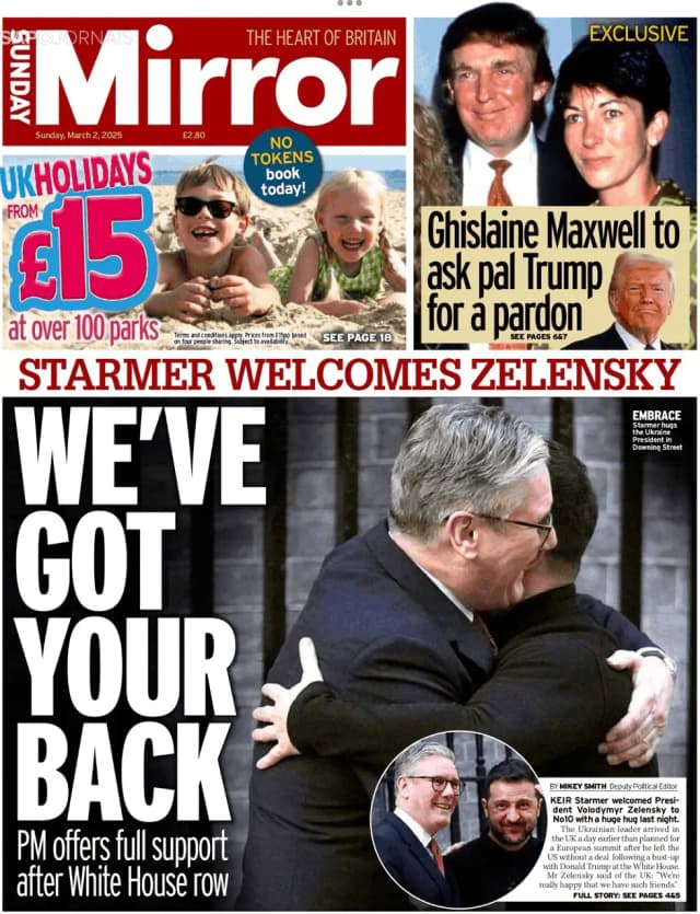 Capa jornal Daily Mirror 2025-03-02