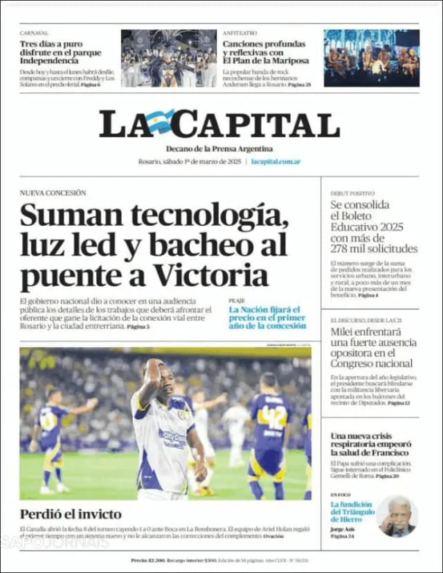 Capa jornal La Capital 2025-03-01