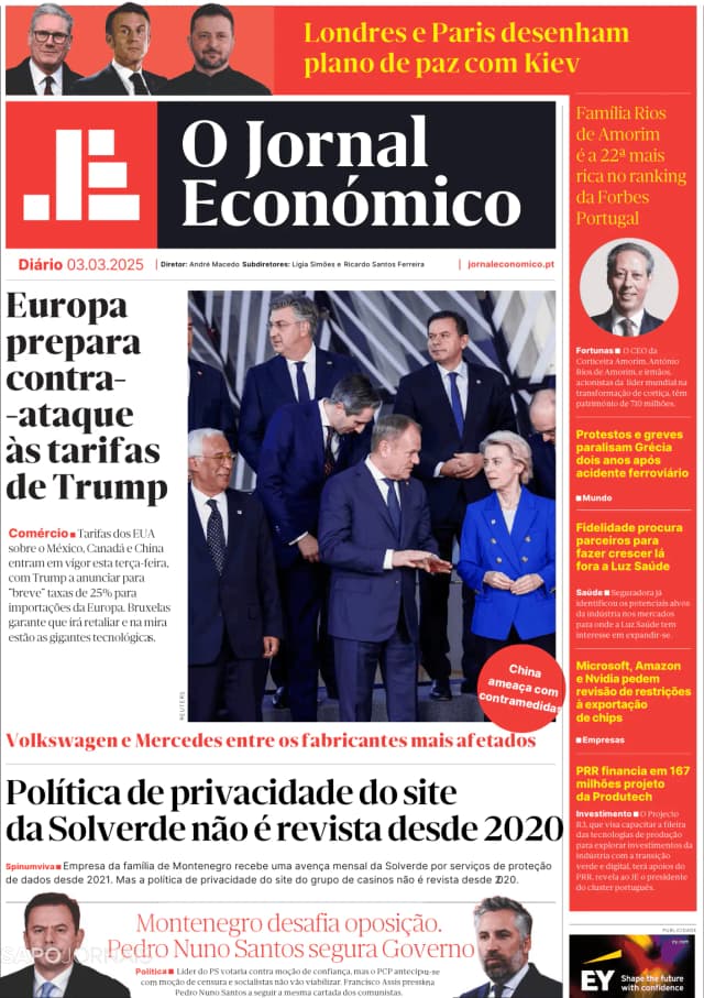 Capa jornal O Jornal Económico 2025-03-03