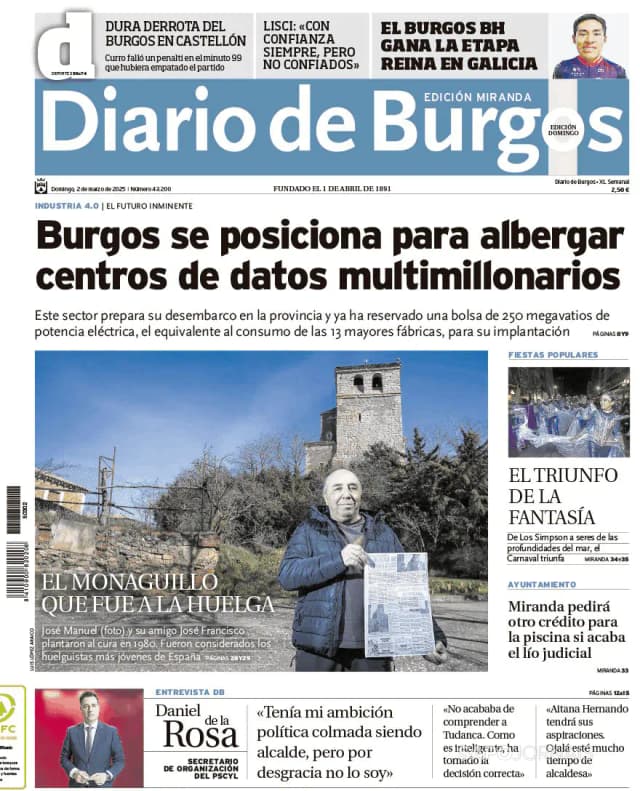 Capa jornal Diario de Burgos 2025-03-02