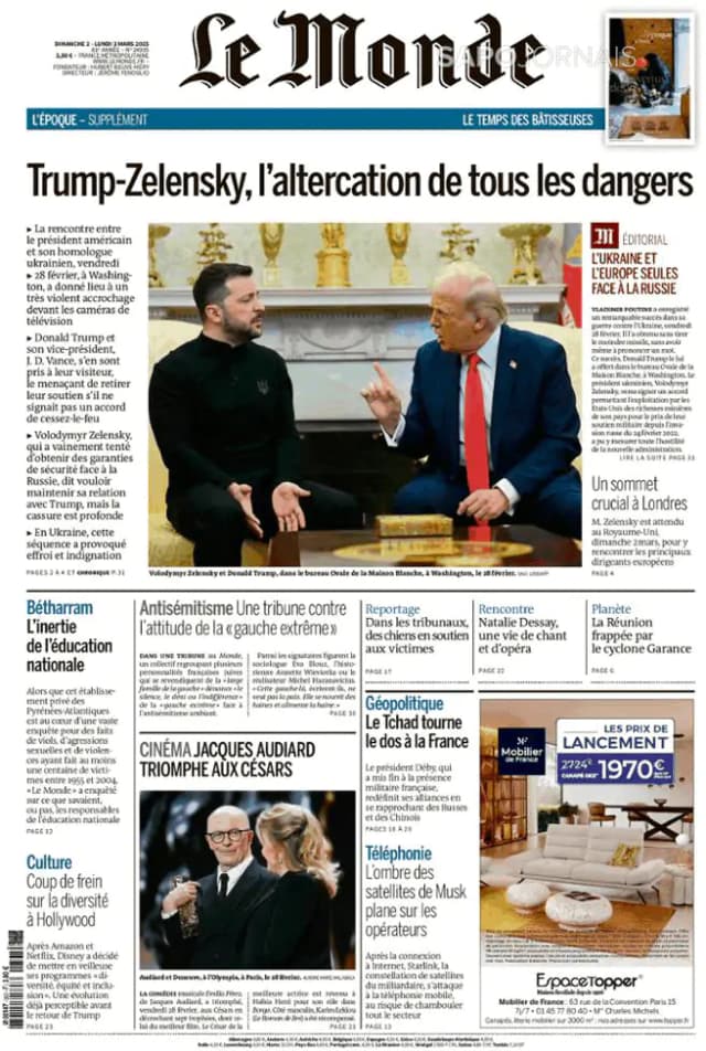 Capa jornal Le Monde 2025-03-03