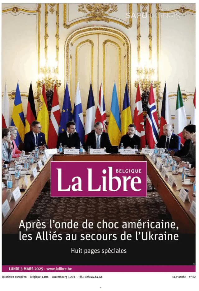 Capa jornal La Libre Belgique 2025-03-03