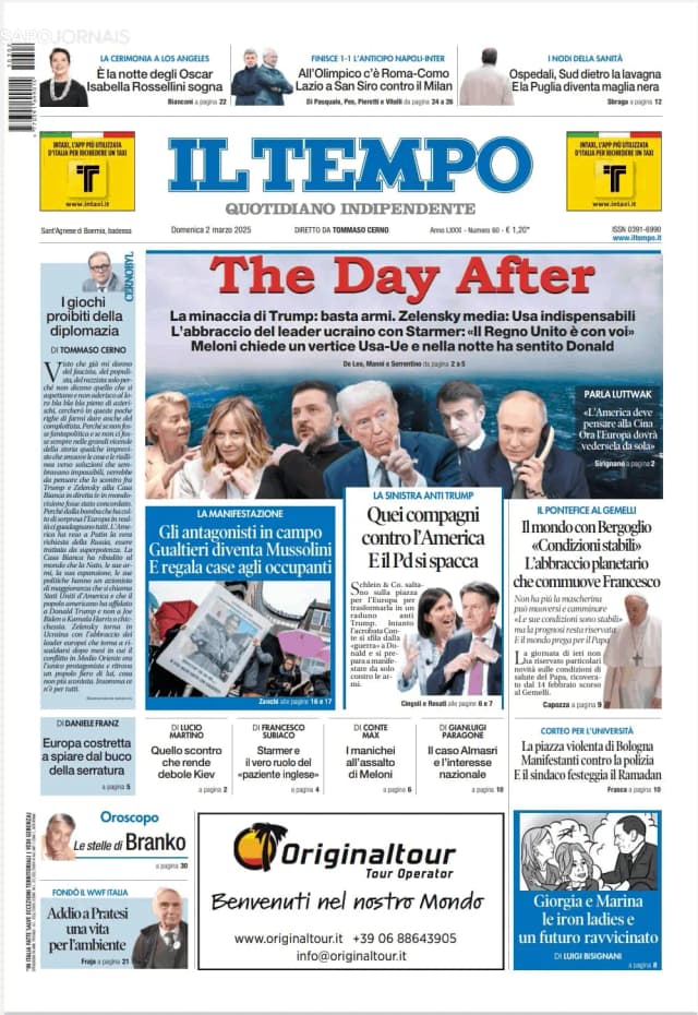 Capa jornal Il Tempo 2025-03-02