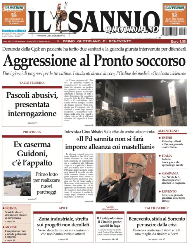 Capa jornal Il Sannio Quotidiano 2025-03-02