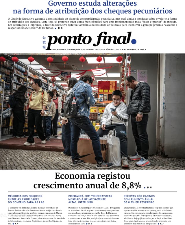 Capa jornal Ponto Final 2025-03-03