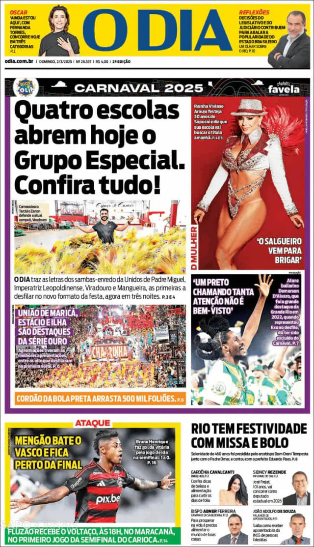 Capa jornal O Dia 2025-03-02