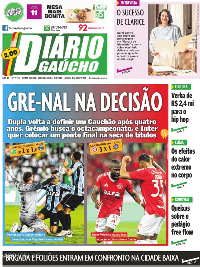 Capa jornal Diário Gaúcho 2025-03-03