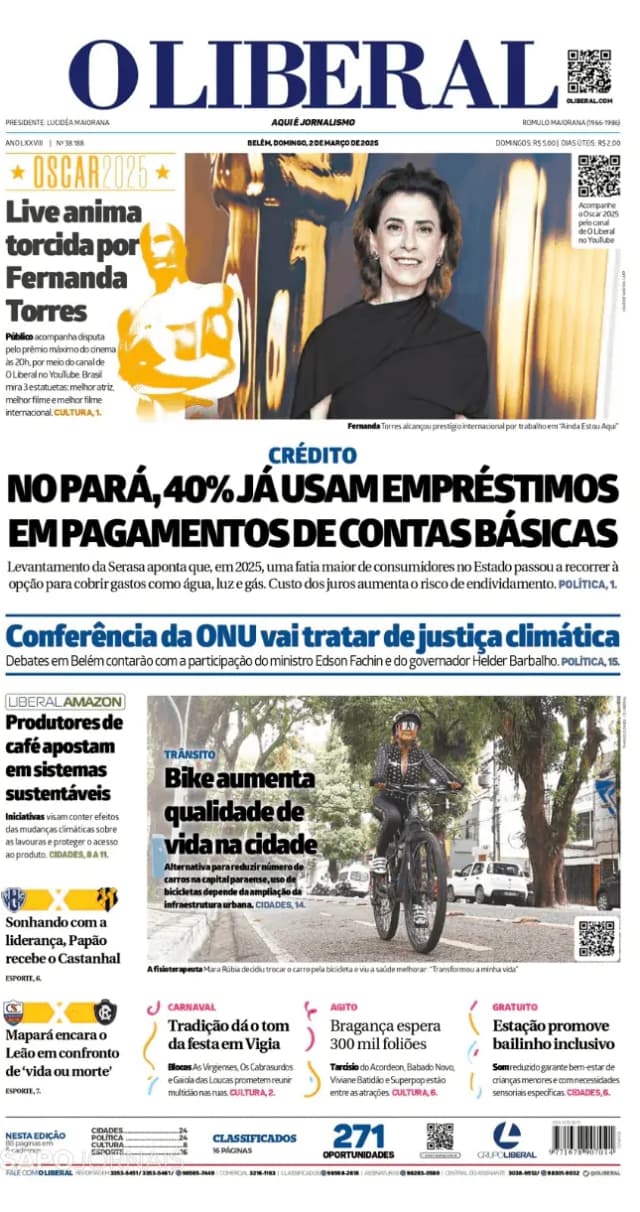 Capa jornal O Liberal 2025-03-02