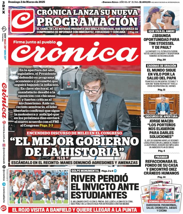 Capa jornal Crónica 2025-03-02