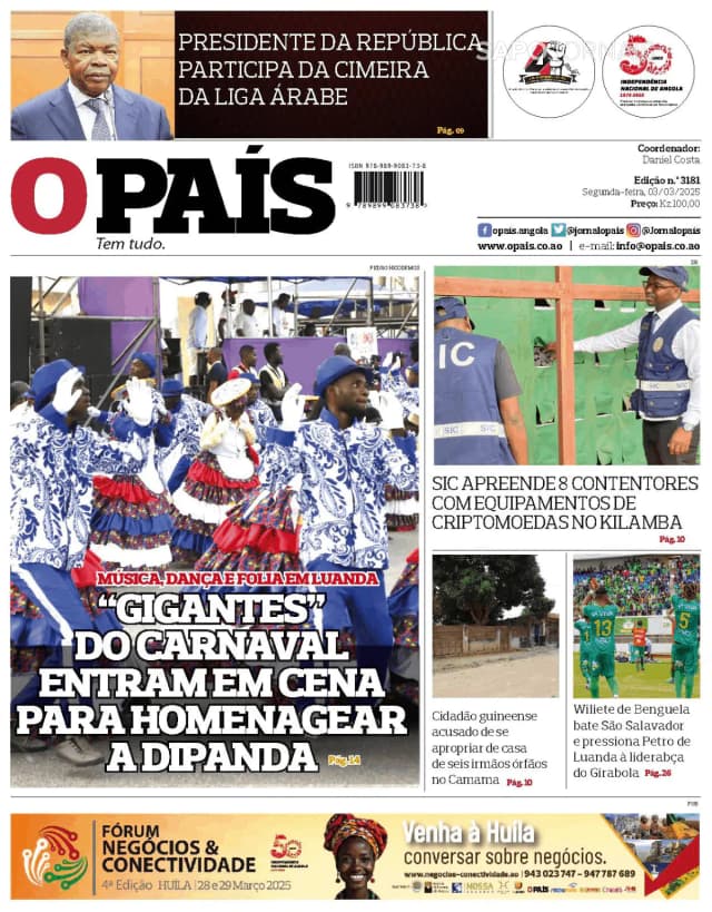 Capa jornal O País 2025-03-03