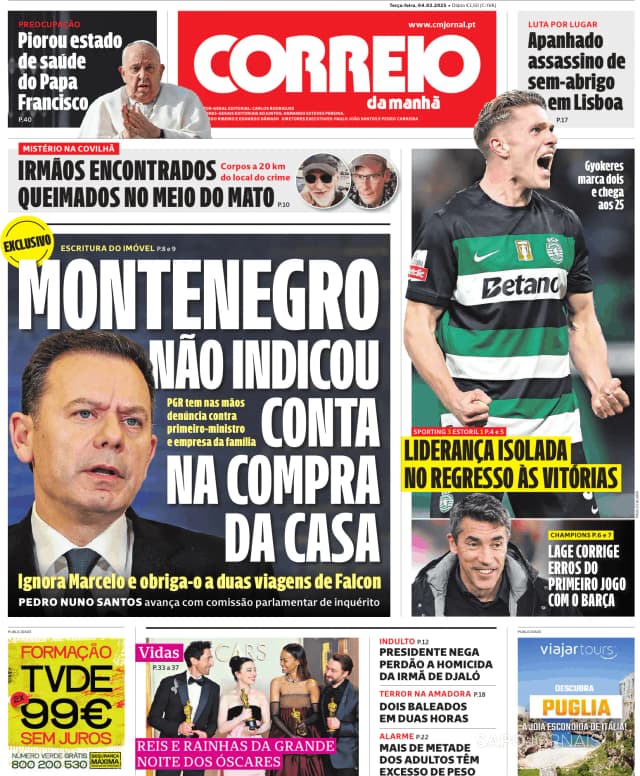 Capa jornal Correio da Manhã 2025-03-04