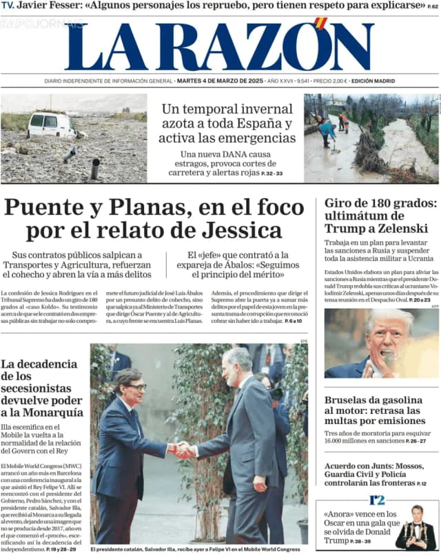 Capa jornal La Razón 2025-03-04