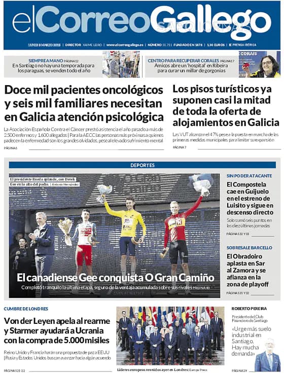 Capa jornal El Correo de Gallego 2025-03-03