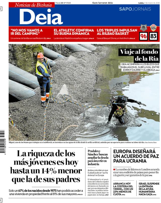 Capa jornal Deia-Noticias de Bizkaia 2025-03-03