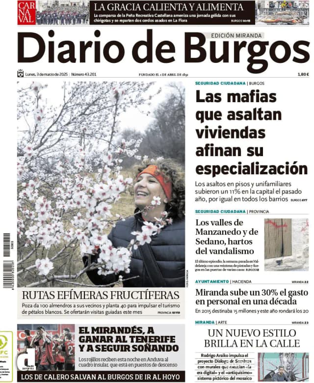 Capa jornal Diario de Burgos 2025-03-03