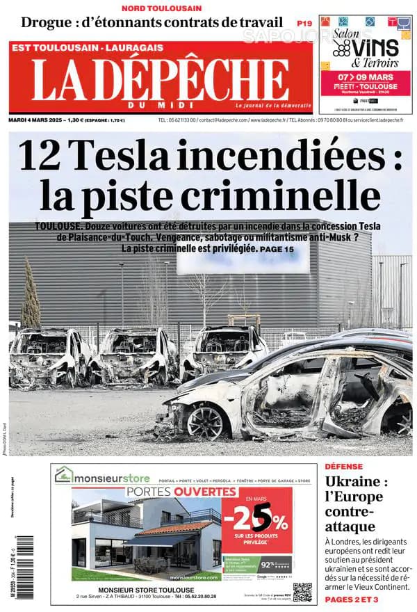 Capa jornal La Dépêche du Midi 2025-03-04