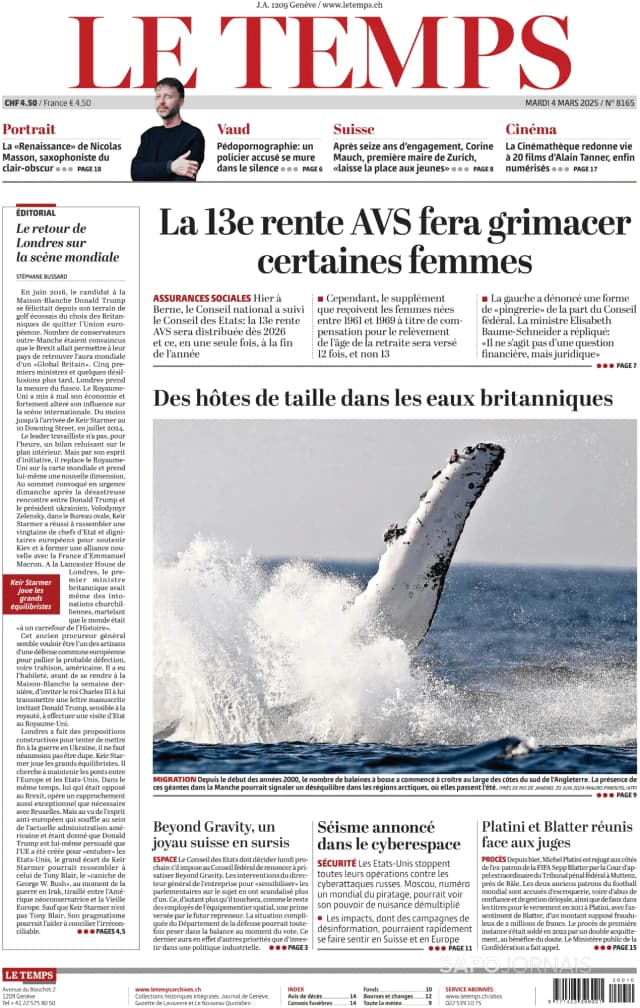 Capa jornal Le Temps 2025-03-04