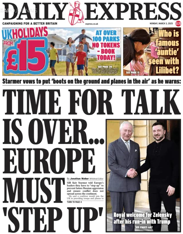 Capa jornal Daily Express 2025-03-03