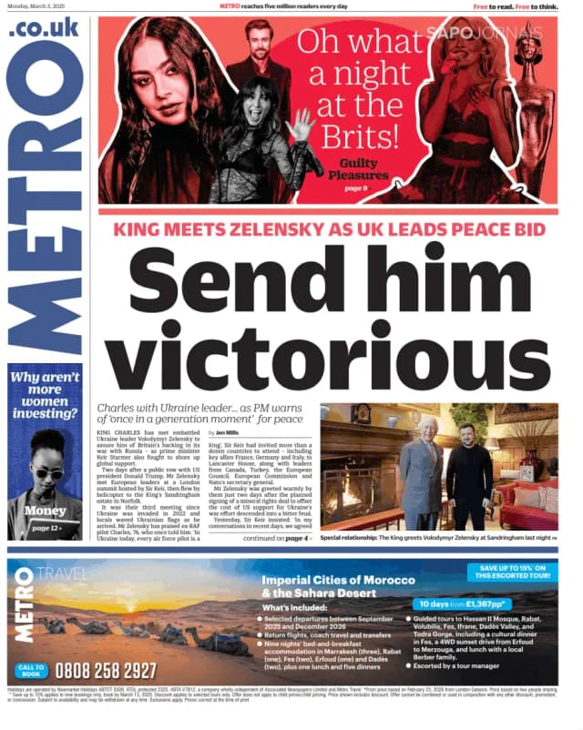 Capa jornal Metro London 2025-03-03