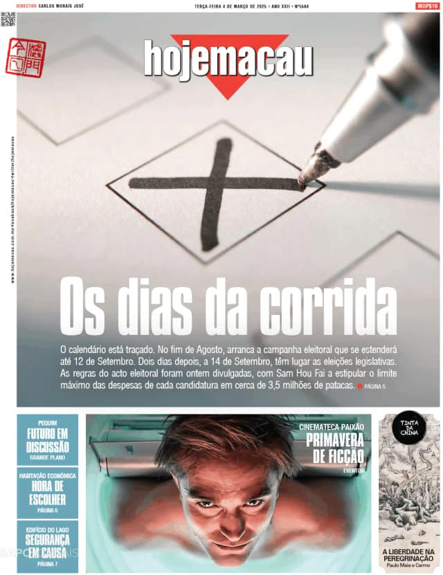 Capa jornal Hoje Macau 2025-03-04